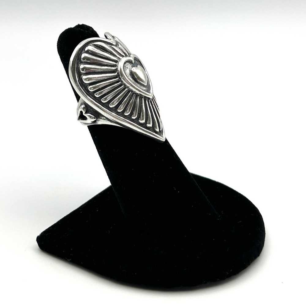 Signed Carolyn Pollack 925 Sterling Silver Heart Statement Ring EUC 15g Size 5 - Picture 3 of 15